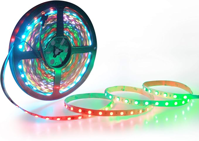 ALITOVE RGB LED Strip Light 32.8ft 24V WS2811 Addressable RGB IC 600LEDs | Color Changing 24 Volt LED Light Strip, Programmable Rope Light, Cuttable Flexible Tape Light, IP20, No Power Supply
