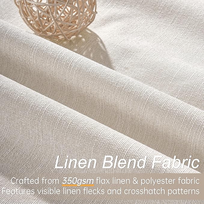 Extra Wide 100 Inch Length Blackout Curtains & Drapes 84 Inches Long 2 Panels Set for Sliding Glass Doors Modern Pleated Linen Blend Heavy Floor to Ceiling Large Window Drapes(100"Wx84"Lx 2 Birch)