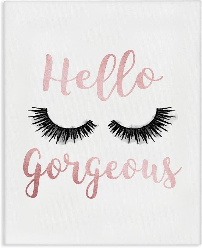 Stupell Industries 'Hello Gorgeous Black Eyelashes'| Canvas Art | Stupell Industries | 30 x 40 Inches, Easy to Hang and Sturdy, Made in USA, by Amanda Greenwood