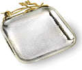 "Elegance Butterfly Square Tray, 8.5"", Silver/Gold" (70067)
