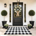 Black and White Buffalo Plaid Rug 3'x5', Machine Washable Layering Mat for Front Door, Entryway, Kitchen, Indoor Outdoor Low Profile Cotton Woven Check Rug