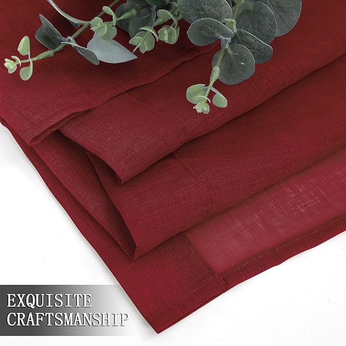 Tollpiz Short Sheer Curtains Linen Textured Living Room Curtain Sheers Light - Image 7