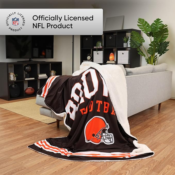 FOCO Cleveland Browns NFL Team Property Of Sherpa Fleece Blanket