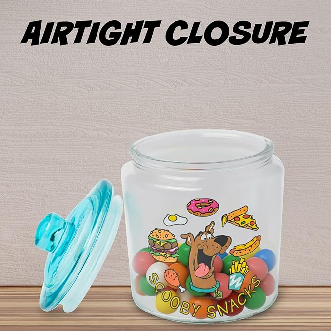 Silver Buffalo Scooby Doo Scooby Snacks, Glass Jar with Lid | Cookie Candy, Small Size