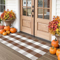 Collive Buffalo Plaid Checkered Outdoor Rug, Fall Autumn Decor Door Mat, 2x4.3 Coffee and White Front Porch Rug, Washable Welcome Layered Doormat Outside Entrance for Kitchen Entryway Patio
