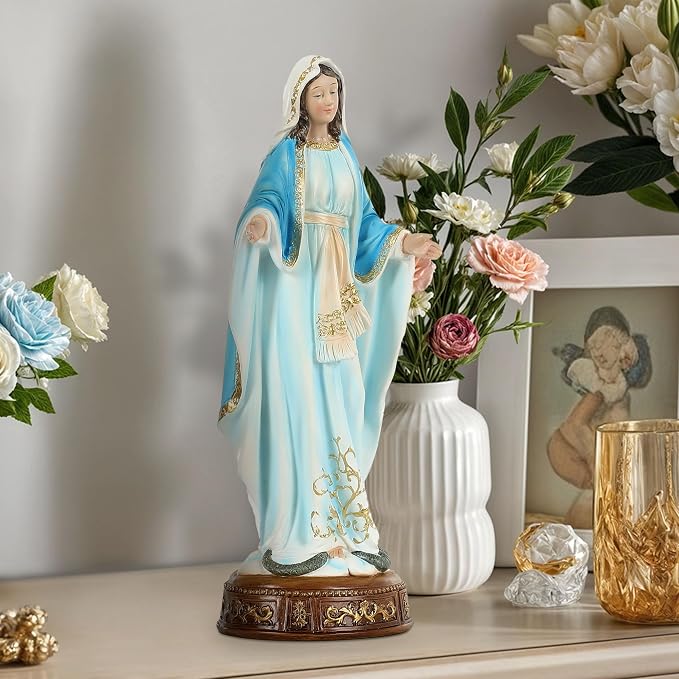 12-Inch Virgin Mary Statue, Catholic Our Lady of Grace | Nativity figurine for church altar or home decor. Our Lady of Grace sculpture for prayer and devotion.