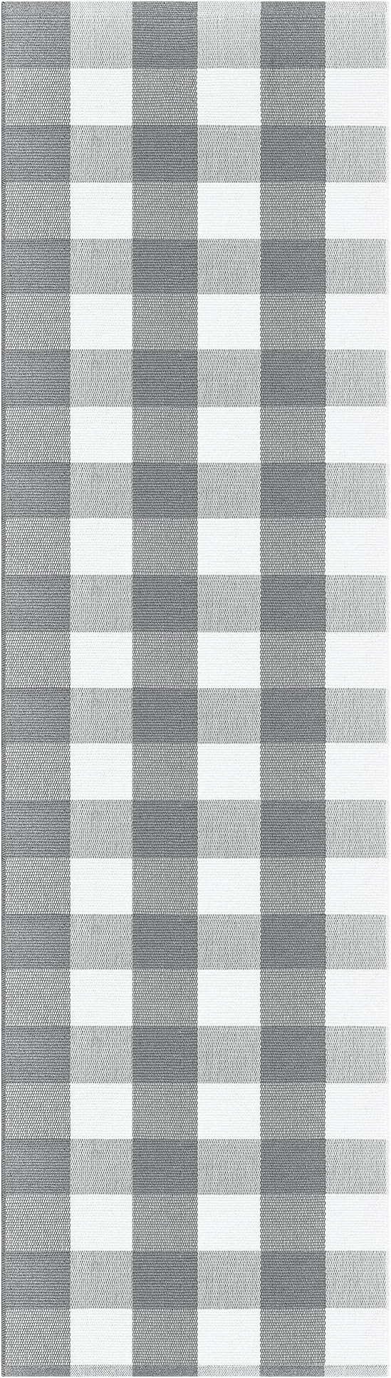 Buffalo Plaid Runner Rug 2x8 Feet Grey and White Checkered Rug Farmhouse Hallway Runners Cotton Woven Washable Carpet for Entryway Kitchen Laundry Bedroom Living Room