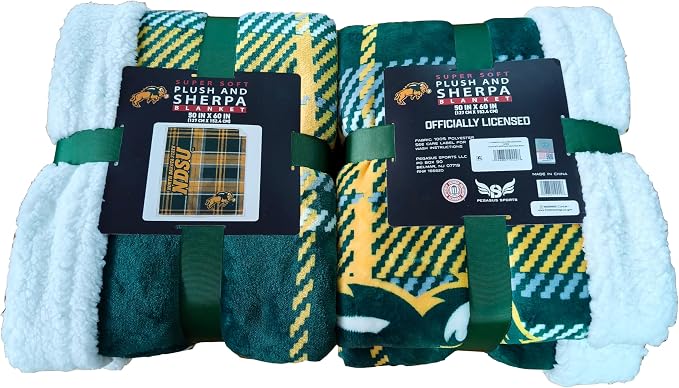 NCAA North Dakota State Bisons Playmaker Plaid Ultra Cozy Sherpa Throw