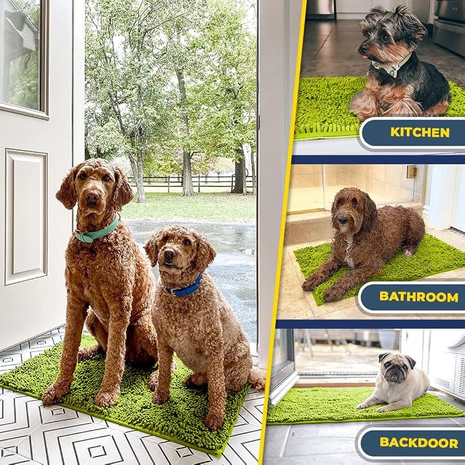 Muddy Mat® | Super Water Absorbent Door Mat Indoor, Microfiber Quick Dry Chenille Entryway Rug,Slip Resistant Front Door Mat,Indoor Mats for Entryway,Machine Washable Pet Rug, Spring Green 3ft x 3ft