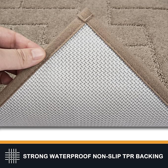 PURRUGS Dirt Trapping Door Mat 32" x 70", Non-Slip Machine Washable Entry Rug, Dog Doormat, Indoor Front Door Mat, Super Absorbent Entryway Rug for Muddy Shoes & Paws, Taupe