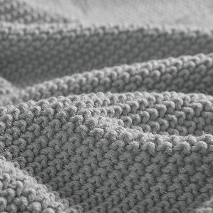INK+IVY Bree Knit All Season Throw Blanket for Sofa, 50 x 60, Grey | Ultra Soft, Acrylic, Lightweight, OEKO-TEX Certified