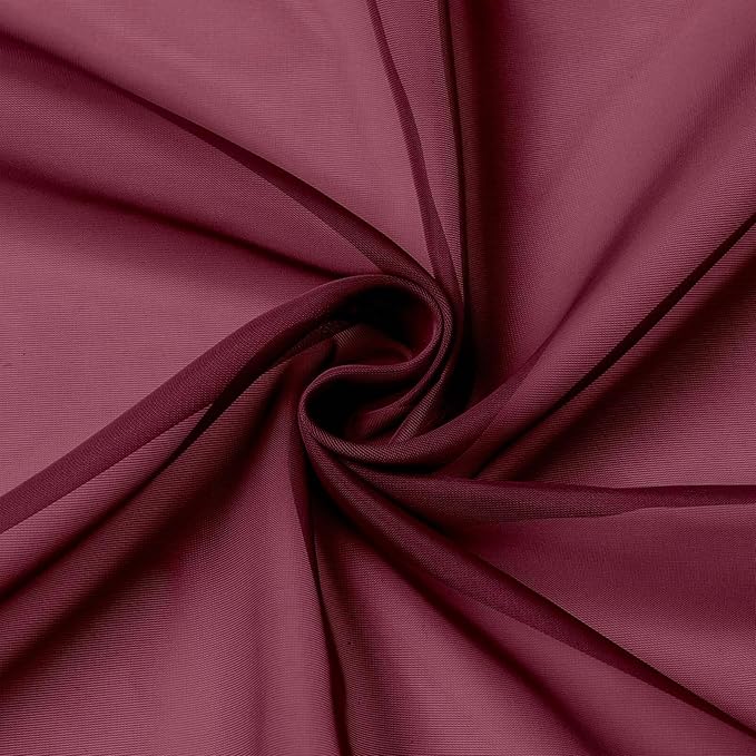 Kitchen Curtains 24 Inch Length Tier 2 Pieces, Burgundy Sheer Curtain Solid - Image 9