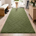 PURRUGS Dirt Trapping Door Mat 32" x 70", Non-Slip Machine Washable Entry Rug, Dog Doormat, Indoor Front Door Mat, Super Absorbent Entryway Rug for Muddy Shoes & Paws, Sage Green