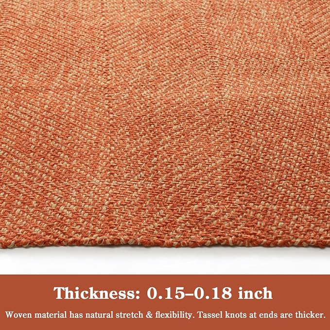 Collive Hallway Runner Rug 2.6' x 10', Farmhouse Indoor Entry Hall Carpet Washable Kitchen Rug, Modern Terracotta Hand Woven Bathroom Runner Carpet for Bedroom Porch Fall Decor