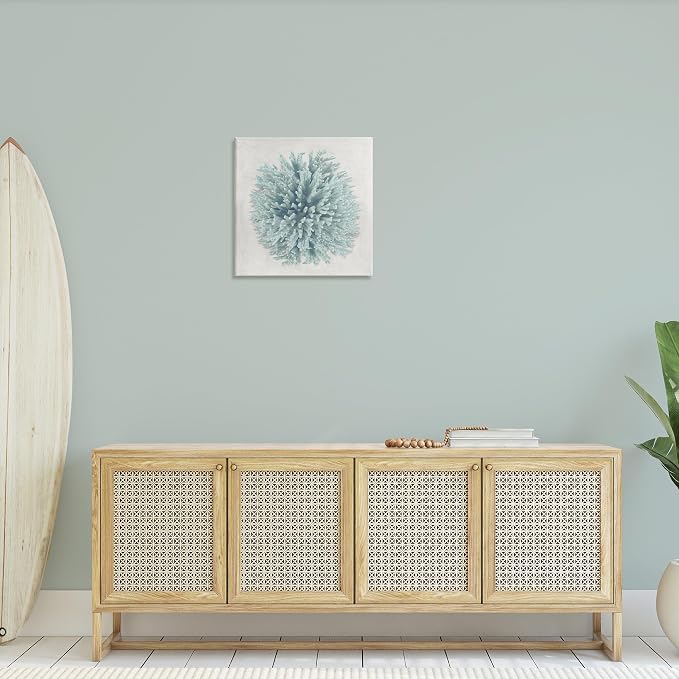 Stupell Industries Coral Ball Blue Sea Beach, 24 x 24 Inch Canvas Wall Art | Stupell Industries | 24 x 24 Inches, Easy to Hang and Sturdy, Made in USA, by Caroline Kelly