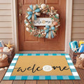 Tinideya 2 Pcs Summer Layering Door Mat, Ocean Seashells Welcome Coir Mats with Non Slip Rug for Front Porch Entryway Decor