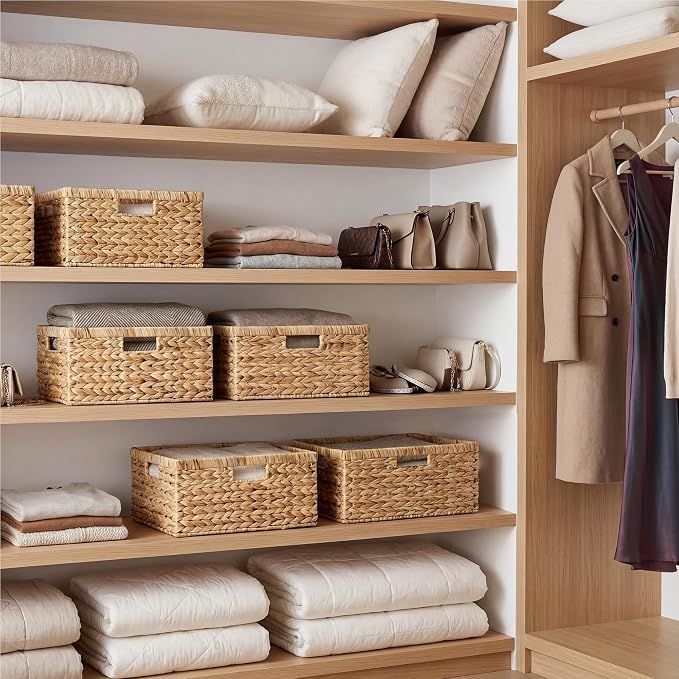 StorageWorks Wicker Baskets for Storage,Wicker Storage Baskets,1-Pack | Water Hyacinth Wicker Storage Baskets for Shelves,Large Wicker Baskets for Organizing,Woven Basket for Storage,Large Basket