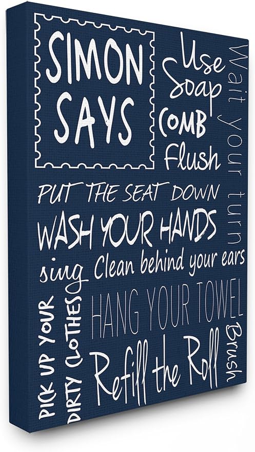 Stupell Industries Simon Says Bath Rules'| Canvas Art | Stupell Industries | 24 x 30 Inches, Easy to Hang and Sturdy, Made in USA, by Regina Nouvel