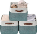 DECOMOMO Storage Bins, Large Fabric Storage Baskets for Shelves 3 Pack | 15 x 11 x 9.5 inches Decorative Linen Closet Organizers (Green & White)