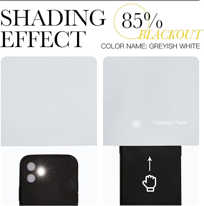 NICETOWN Greyish White Window Curtain Panels - Thermal Insulated Rod Pocket Room Darkening Curtain Sets for Bedroom (Platinum - Greyish White, 2 Panels, 29 by 20)
