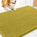 Smiry Dog Door Mat for Muddy Paws 30x20, Absorbent Dirt Trapper, Non-Slip Washable Chenille Entryway Rug for Inside Floor, Mustard Yellow, Classic Solid