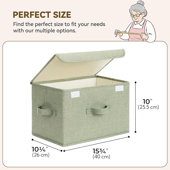 GRANNY SAYS Storage Bins with Lids, Decorative Storage Boxes, Shelf Baskets, Closet Storage Bins for Clothing, Collapsible Storage and Organization, Mixed Color Storage Bins, Large, 4-Pack