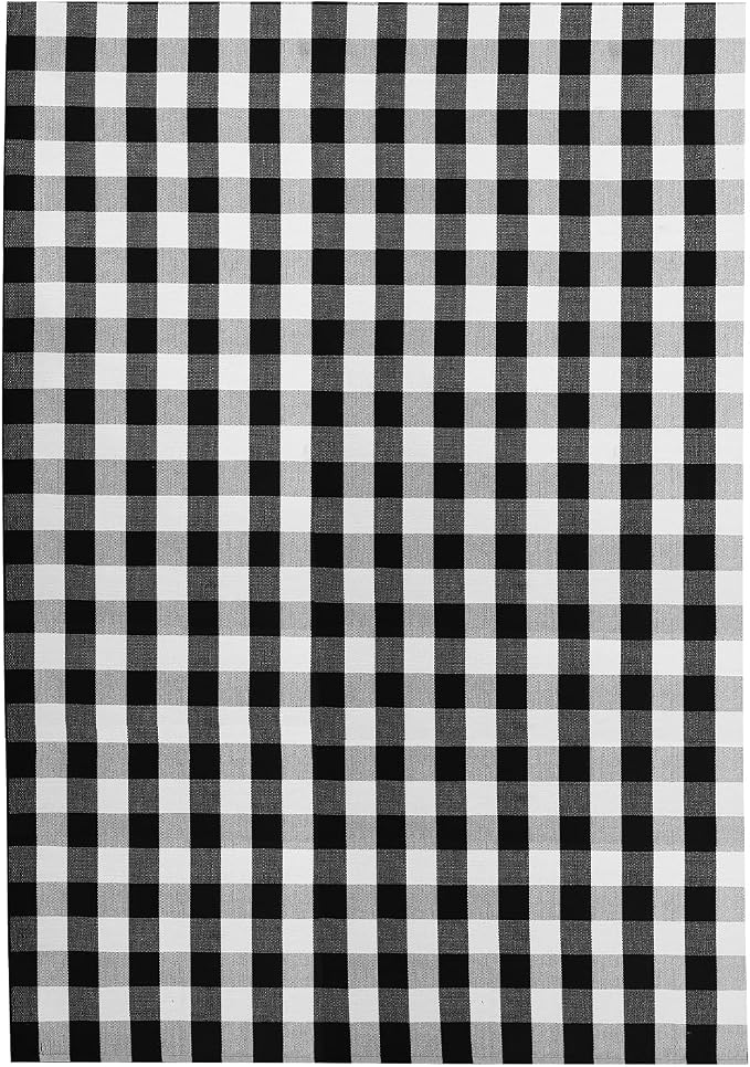 IOHOUZE Buffalo Plaid Checkered Rug 8x10 Ft Front Door Mats, Washable Area Rugs for Front Porch Decor, Spring Summer Welcome Mats Outdoor, Black White Rug for Farmhouse/Entryway/Home Entrance