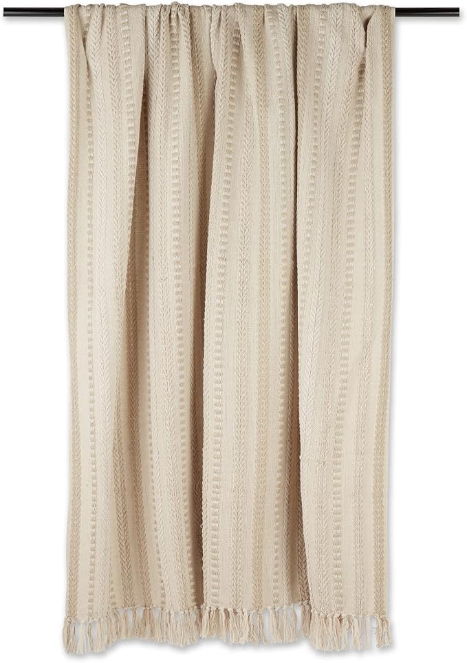 DII Braided Striped Decorative Throw Blanket, 50x60, Vintage Linen