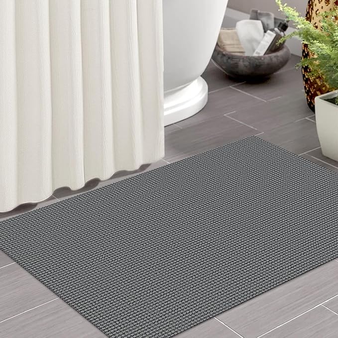 IOHOUZE Small Area Rug 2x3 Washable Woven Rugs for Entryway Non Slip Rubber Backed Front Door Rugs Indoor Doormat Throw Rug Floor Carpet for Entrance Kitchen, Dark Grey