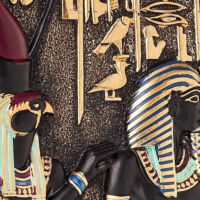 Design Toscano Rameses I Between Horus and Anubis Wall Frieze in Faux Ebony and Gold, 11 Inch
