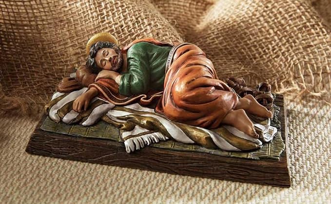 Avalon Gallery Christian Home Décor Hand-Painted Michael Adams Figurine, 6-Inch, Sleeping St. Joseph