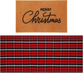2 Pcs Outdoor Door Mat Combo Set Layered Outdoor Rug and Coir Welcome Doormat Non Slip Outside Floor Mat for Front Porch Entryway Patio Yard Decor(Merry Christmas,24'' X 51',18'' X 28'')