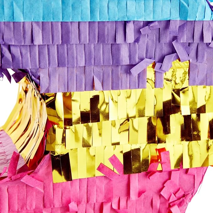 BLUE PANDA Number 3 Pinata - Rainbow 3rd Birthday Party Decorations - Tissue Paper Fiesta Pinata for Kids Anniversary Celebrations | Multicolored | 11.4 x 16.5 x 3 Inches
