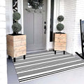 OJIA Black and White Outdoor Rug 3' x 5', Machine Washable Front Door Mats Outdoor, Cotton Hand-Woven Striped Porch Rug Entryway Rug Indoor/Outdoor Area Rug Floor Mat for Farmhouse/Living Room | Front Door Mats Outdoor Mat Cotton Woven Striped Porch Ru...