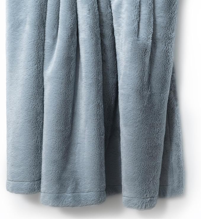 Americanflat 50x60 Double Sided Faux Fur Throw Blanket - Soft and Breathable Throw Blanket for Couch, Bed, Chair - Gray Faux Fur Blankets Perfect for Home, Bedroom, or Outdoor Use