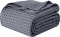Elegant Comfort Premium 100% Cotton Waffle Blanket - Lightweight Breathable Waffle Weave Bed Blanket - Soft and Warm All Season Blanket for Couch, Sofa and Bed, Queen Size 90x90 Inches, Gray