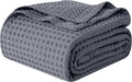 Elegant Comfort Premium 100% Cotton Waffle Blanket - Lightweight Breathable Waffle Weave Bed Blanket - Soft and Warm All Season Blanket for Couch, Sofa and Bed, Full Size 88x88 Inches, Gray