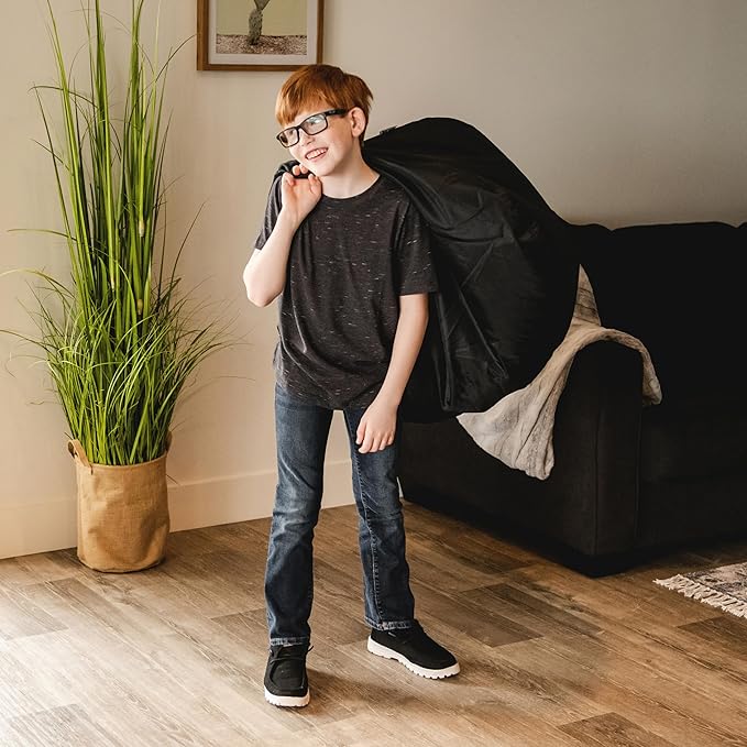 Big Joe Classic Bean Bag Chair for Kids Bedroom and Reading Nook, Easy-Clean Stretch Limo Black, Durable Nylon Polyester Blend, 2 feet Refillable | 2 feet, Smartmax Fabric, Polystyrene Bean Filled, Refillable, Nylon Polyester, Safe for Kids Ages 3+, Su...
