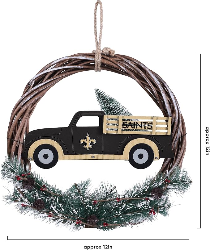 FOCO NFL Unisex-Adult NFL Team Logo Holiday Wreath with Truck