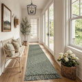 Collive Hallway Runner Rug 2.6' x 10', Boho Washable Kitchen Runner Rugs Hand Woven Bathroom Mats, Sage Green Modern Farmhouse Indoor Entry Hall Carpet for Bedroom Entrance Porch Decor