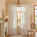 MYSKY HOME Semi Sheer Light Filtering White Bohemian Curtains by MYSKYHOME