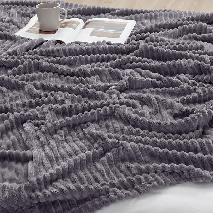 Nestl Purple Throw Blanket for Couch - Cozy Warm Fuzzy Blankets for Women, Set of 2 Small Fleece Throws for Girls - Dusty Purple, 50 x 60 Inches