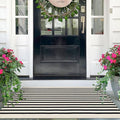 IOHOUZE Black Beige Striped Rug -2.3'x3.6' Front Door Rugs Outdoor, Small Washable Area Rug for Front Porch, Spring Summer Welcome Mats Outdoor Indoor, Doormat for Entryway Porch Entrance