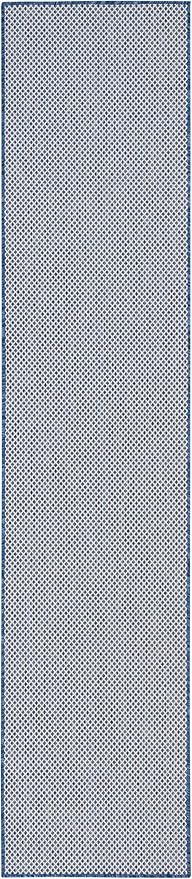 Nourison Home Courtyard Ivory Blue 2'2" x 10' Area Rug - Easy Clean, Non Shedding, Bed Room, Living Room, Dining Room, Kitchen (10' Runner)