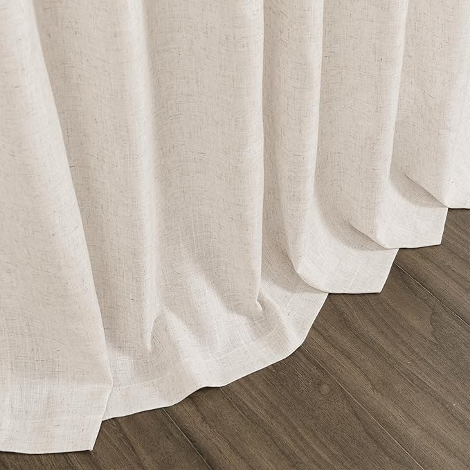 Extra Long Curtain 108 inches Long 2 Panels Set Back Tab Beige Linen Drapes for Living Room Neutral Farmhouse Light Filtering Semi Sheer Linen Curtains 108 inch Length for Large Window Tan 9 FT