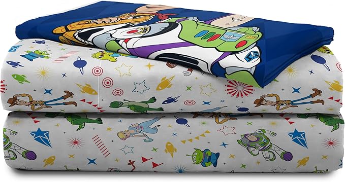 Jay Franco Disney Toy Story Kids Twin Sheet Set 3 Piece - Super Soft Microfiber Bedding, Reversible, Deep Pocket, Breathable, Machine Washable, Woody Buzz Lightyear (Official Disney Product)