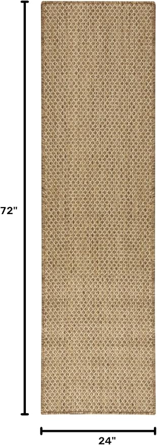 Nourison Home Courtyard Jute 2' x 6' Area Rug - Easy Clean, Non Shedding, Bed Room, Living Room, Dining Room, Kitchen (6' Runner)