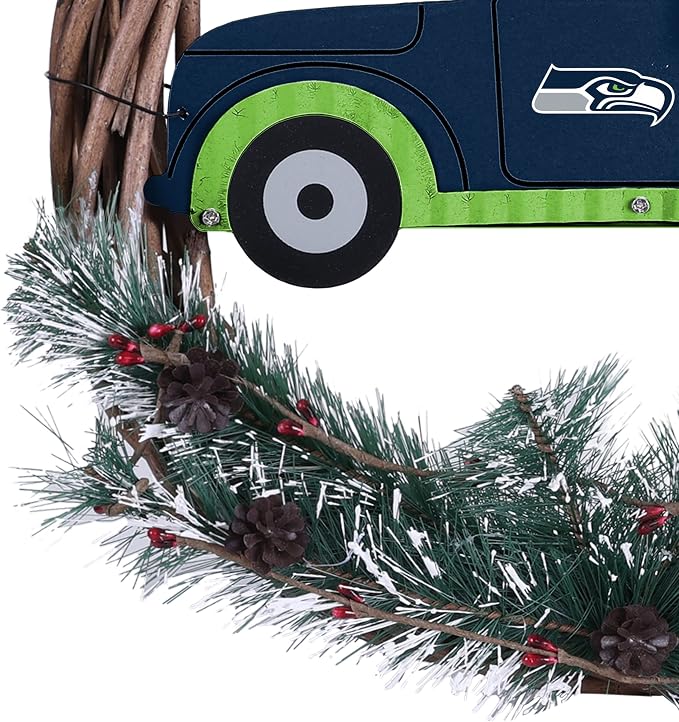 FOCO NFL Unisex-Adult NFL Team Logo Holiday Wreath with Truck
