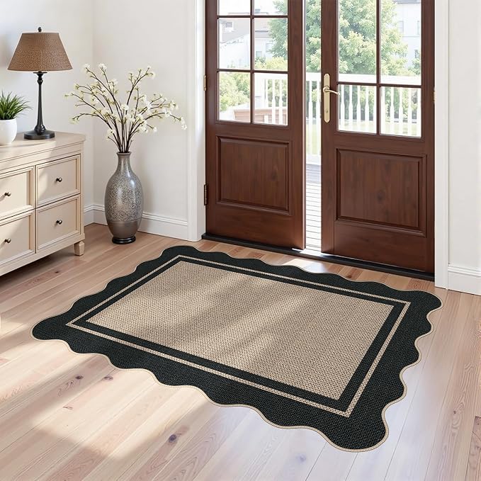 Easy Jute Area Rug 2.6x4, Brown Indoor Outdoor Carpet, Washable Non-Slip Floor Mat for Entryway, Bedroom, Living Room