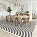 KOZYFLY Beige and Black Rug 8x10 ft Area Rug Woven Washable Striped Cotton Farmhouse Indoor Outdoor Rugs for Living Room Bedroom Porch Patio Dining Room Carpet